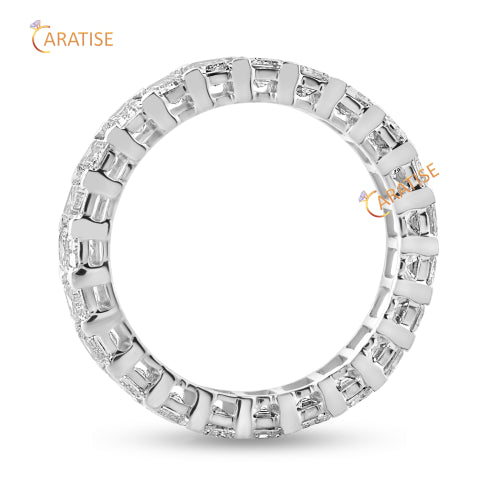 3.08 TDW Emerald Cut Diamond Eternity Ring 925 Silver