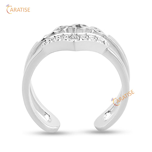0.19 TDW Round Cut Diamond Engagement Ring 925 Silver