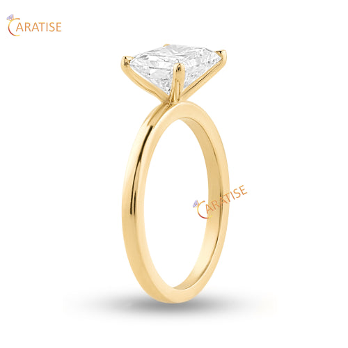 2.50 TDW Radiant Cut Diamond Solitaire Ring 925 Silver