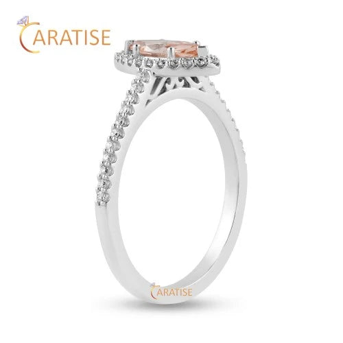 0.92 TDW F.P. Marquise & Round Diamond Ring 925 Silver