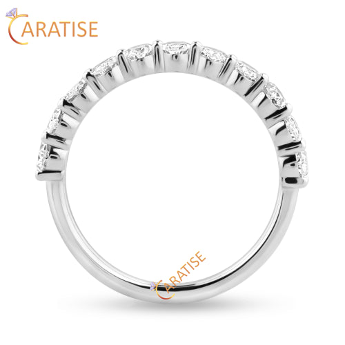 1.10 TDW Oval Cut Moissanite Diamond Band 925 Silver