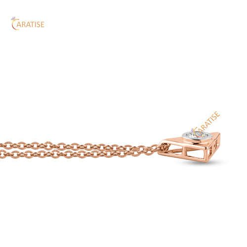 0.30 TDW Round Cut Diamond Solitaire Pendant With Chain 925 Silver