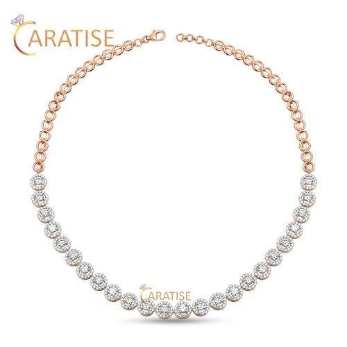 14.17 TDW Round Cut Diamond Necklace 925 Silver