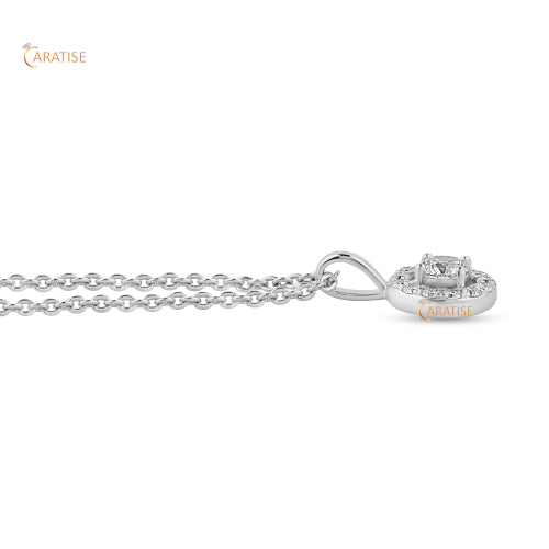 0.318 TDW Round Cut Diamond Custom Pendant With Chian 925 Silver