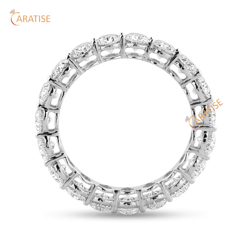 5.19 TDW Oval Cut Moissanite Diamond Eternity Band Ring 925 Silver