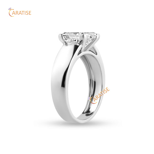 3.62 TDW Princess Cut Diamond Solitaire Ring 925 Silver