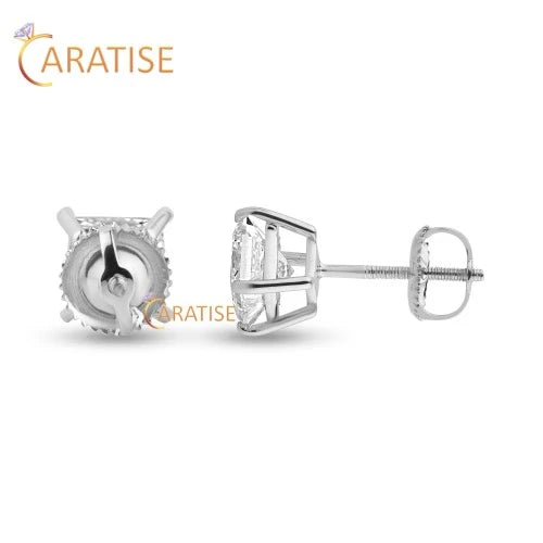 0.55 TDW Princess Cut Diamond Earring 925 Silver