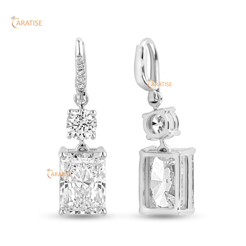 8.88 TDW Radiant & Round Cut Diamond Earring 925 Silver