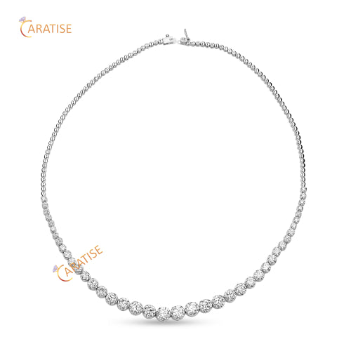 17.34 TDW Round Cut Diamond Necklace 925 Silver