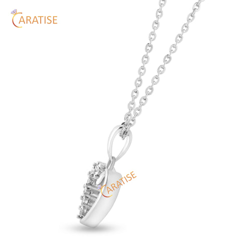 0.014 TDW Round Cut Heart Diamond Heart Pendant 925 Pendant