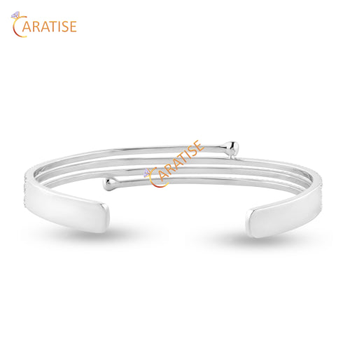 1.93 TDW Round Cut Diamond Bangle Bracelet 925 Silver