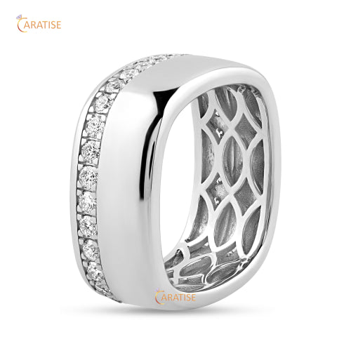 1.12 TDW Round Cut Moissanite Diamond Men's Band 925 Silver