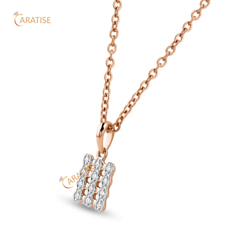 0.08 TDW Round Cut Diamond Custom Pendant With Chain 925 Silver