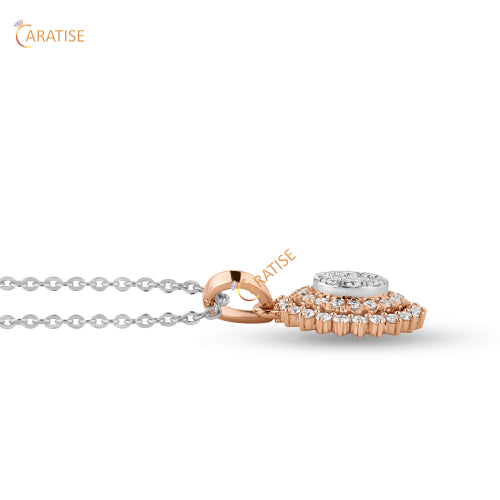 0.871 TDW Round Cut Diamond Pendant And Earring With Chain 925 Silver