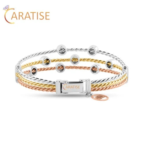 2.00 TDW Round Cut Diamond Slider Bracelet 925 Silver