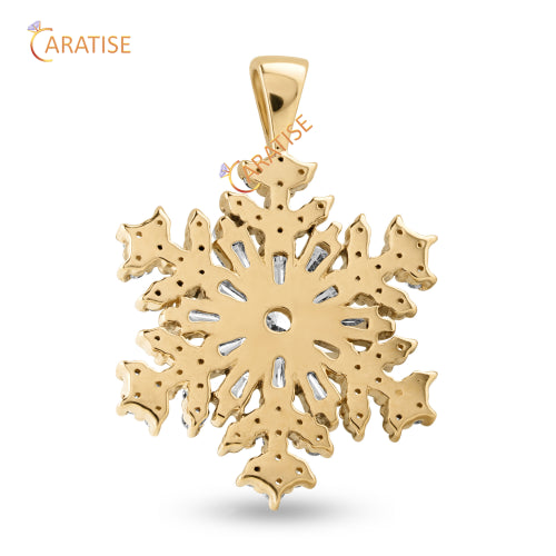 0.73 TDW Baguette & Round Diamond Custom Pendant 925 Silver