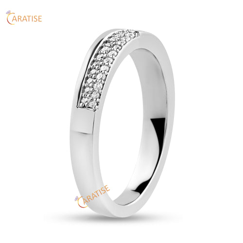 0.24 TDW Round Cut Diamond Band Ring 925 Silver