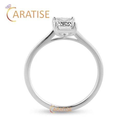 1.46 TDW Emerald Cut Diamond Solitaire Ring 925 Silver