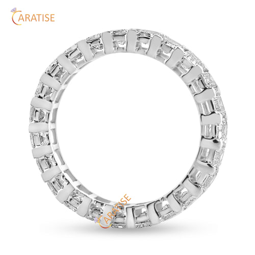 2.00 TDW Emerald Cut Diamond Eternity Band 925 Silver