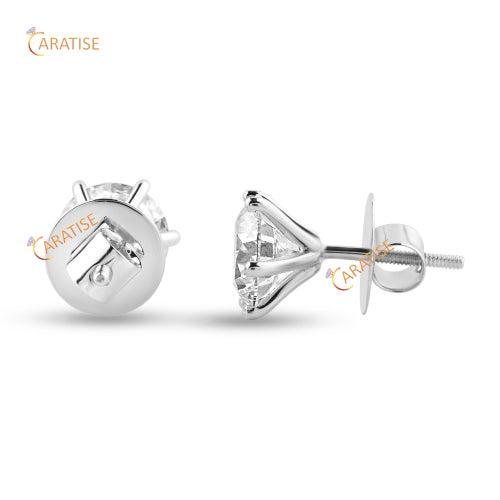 1.60 TDW Round Cut Diamond Stud Earring 925 Silver