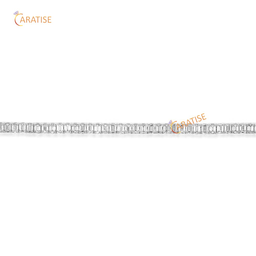 7.59 TDW Emerald Cut Diamond Tennis Bracelet 925 Silver