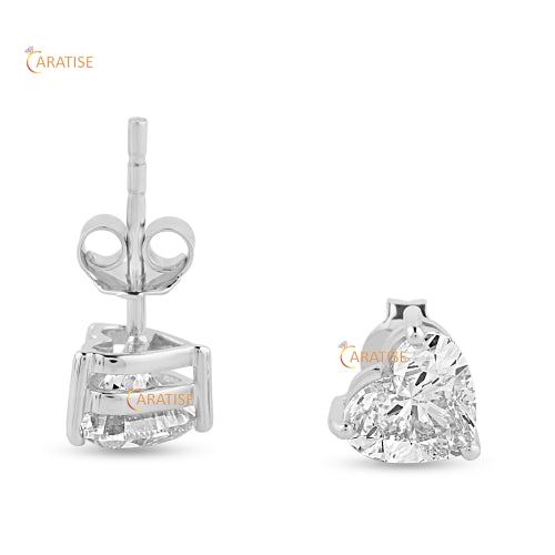 1.40 TDW Heart Cut Moissanite Diamond Stud 925 Silver
