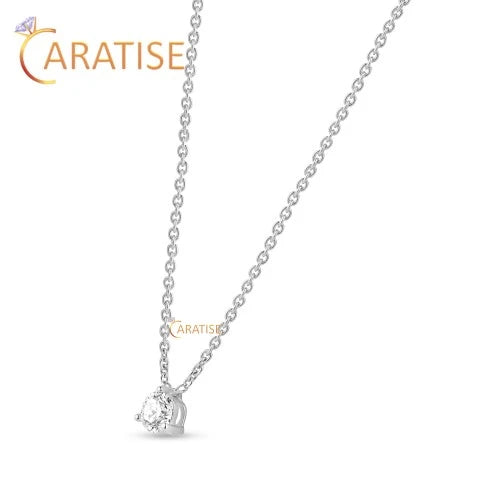 0.40 TDW Round Brilliant Cut Diamond Solitaire Pendant 925 Silver