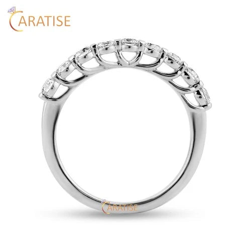 0.70 TDW Round Cut Diamond Eternity Band Ring 925 Silver