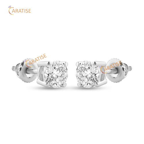 1.07 TDW Round Cut Diamond Earring 925 Silver