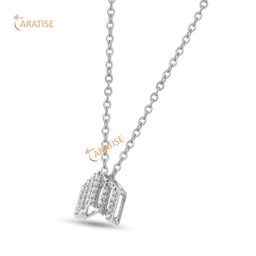 0.15 TDW Round Cut Diamond Custom Pendant With Chain 925 Silver