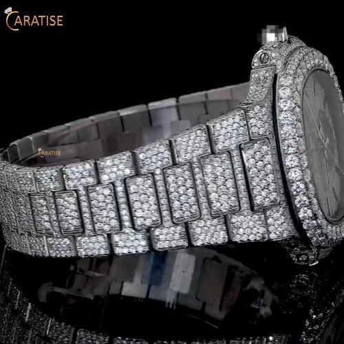 22.00 TDW Round Cut Diamond Watch | Luxury Wrist Diamond Watch | Moissanite Watch