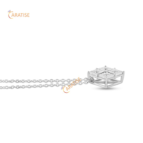 0.072 TDW Round Cut Diamond Custom Pendant With Chain 925 Silver