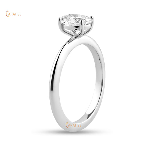 1.00 TDW Oval Cut Diamond Solitaire Ring 925 Silver