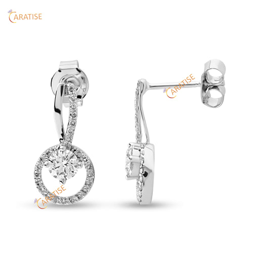 0.80 TDW Round Cut Diamond Earring 925 Silver