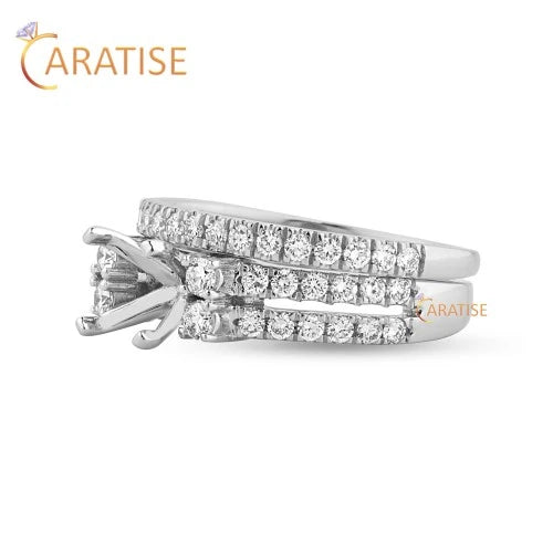 0.68 TDW Round Cut Diamond Women's Ring with Band 925 Silver