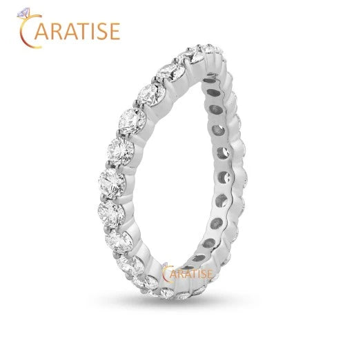 1.925 TDW Round Cut Diamond Ring 925 Silver