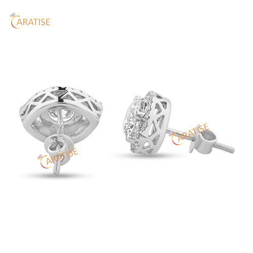 2.54 TDW Round Cut Diamond Earring 925 Silver