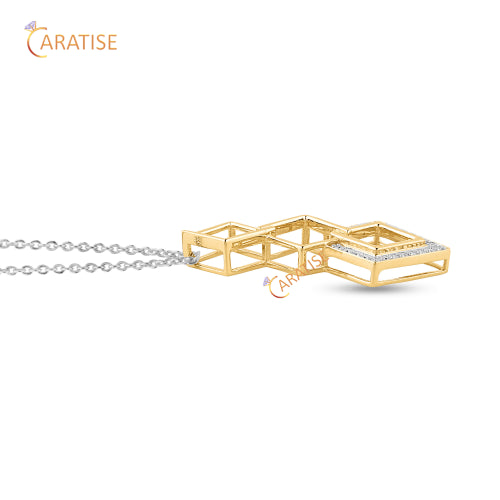 0.23 TDW Round Cut Diamond Custom Pendant With Chain 925 Silver