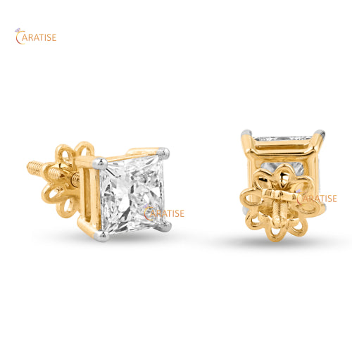 0.60 TDW Princess Cut Diamond Stud 925 Silver