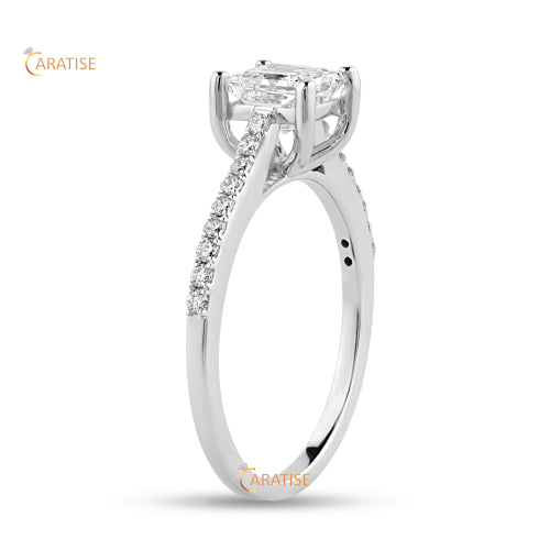 1.21 TDW Princess & Round Cut Diamond Engagement Ring 925 Silver