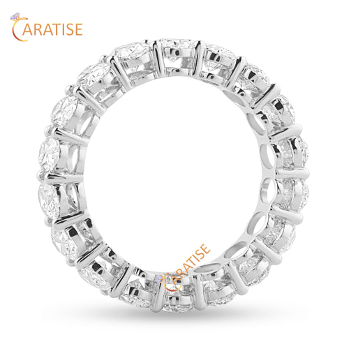 4.32 TDW Oval Cut Diamond Eternity Band Ring 925 Silver