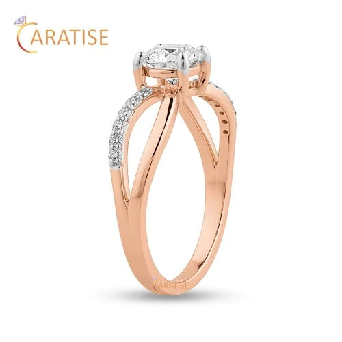 1.068 TDW Round Cut Diamond Engagement Ring 925 Silver