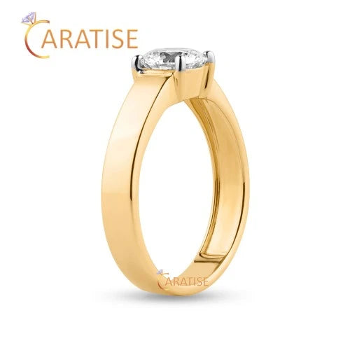 0.74 TDW Round Cut Diamond Solitaire Ring 925 Silver