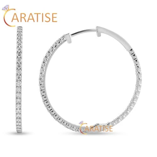 1.44 TDW Round Cut Diamond Earring 925 Silver