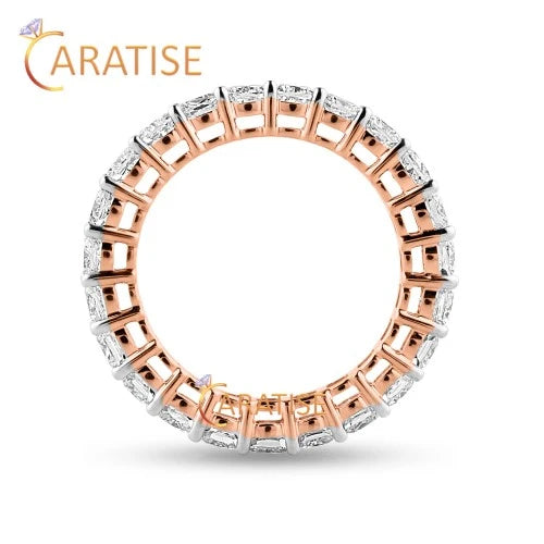 3.45 TDW Cushion Cut Diamond Eternity Band Ring 925 Silver