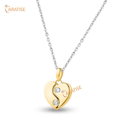 0.10 TDW Round Cut Heart Diamond Pendant 925 Silver