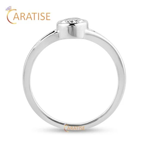 0.73 TDW Oval Cut Diamond Solitaire Ring 925 Silver