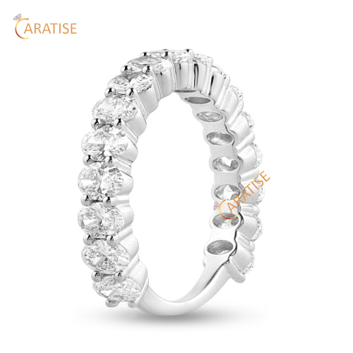 1.92 TDW Oval Cut Diamond Eternity Band Ring 925 Silver