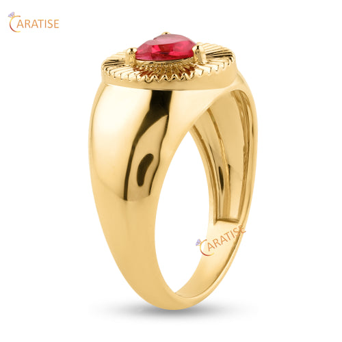0.22 TDW Fancy Red Heart Cut Diamond Solitaire Ring 925 Silver