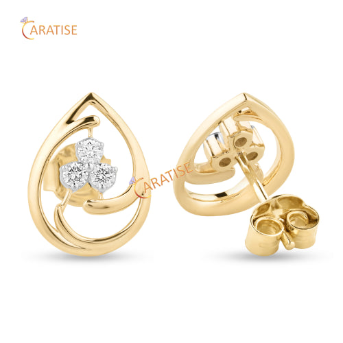 0.21 TDW Round Cut Diamond Stud Earring 925 Silver